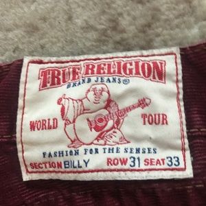 TRUE RELIGION - Burgundy World Tour Billy 31x33